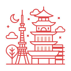 Tokyo Landmark Illustration