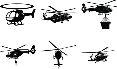 Helicopter SVG Silhouette | Aviation Clipart | Vector Cut File for Crafts & T-Shirts