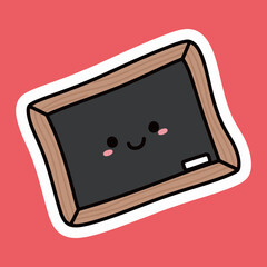 Cute cartoon blackboard with a happy face. A cheerful illustration for school and education themes.