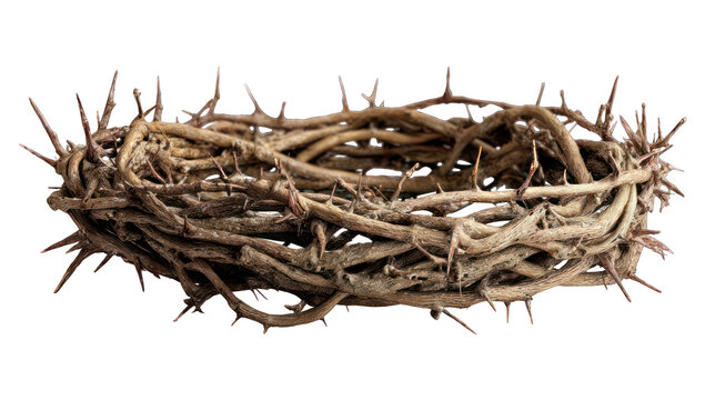 Dried thorny crown on black background