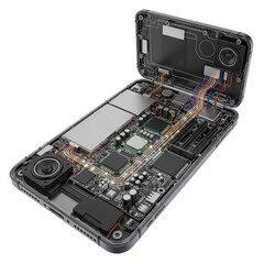 electronic components and tools on white