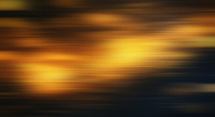 Dark abstract horizontal golden light streaks with motion blur and texture background blurred