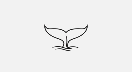 Obraz premium Minimalist Whale Tail Outline Emerging from Water Graphic