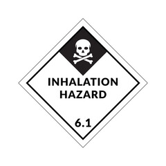 Inhalation Hazard Class 6.1 Toxic and Infectious Substances Vector Label Placard. Hazardous Material Gas Poisonous, Toxic Sign for Packages, Outdoor Design.	