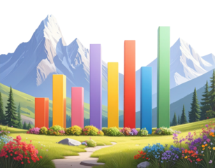 3d blank bar graph template. bar chart mock up. data analysis. colorful statistic bar