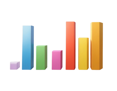 3d blank bar graph template. bar chart mock up. data analysis. colorful statistic bar  