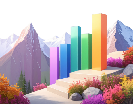 3d blank bar graph template. bar chart mock up. data analysis. colorful statistic bar 