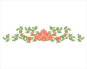 Design elements for wedding invitation templates and other cards.
Elegant orange rose and green leaf decoration concept.
Vector illustration.