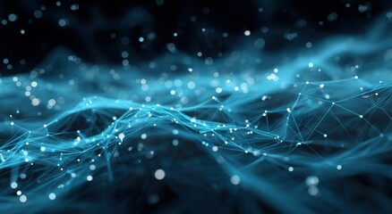 Abstract digital network.  Dynamic lines and particles