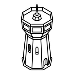 Vintage octagonal water tower vector illustration scalable outline design landmark building