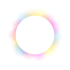 White round background with copy space in neon glowing ring with gradient overflow on transparent background