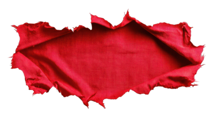 Red fabric tear on black background