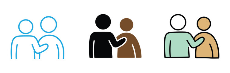 Business people icon set in line style. Teamwork, collaboration, management. Business meeting, handshake, agreement, deal, partnership. Professional success, corporate team