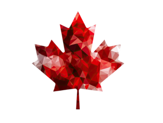 Low-poly stylized red maple leaf