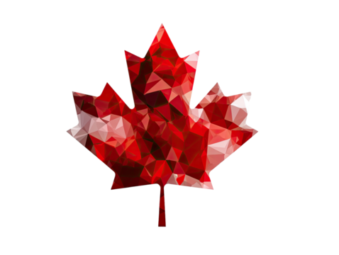 Low-poly stylized red maple leaf - Powered by Adobe