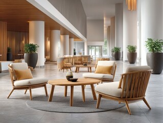 Fototapeta premium Natural wood-tone modern furniture