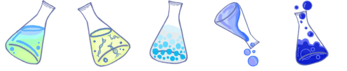 Hand Drawn Erlenmeyer Flask PNG for Scientific Experiment Design