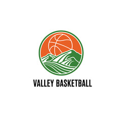 Basketball, valley, game, football, logo design illustration