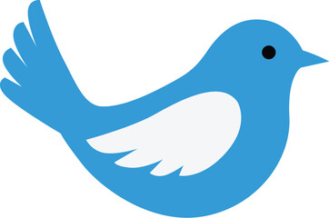 2D flat illustration of blue bird vector