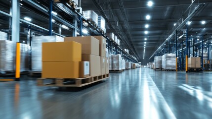 Efficient warehouse operations streamlined logistics management modern distribution center high-volume storage industrial environment aerial view supply chain optimization