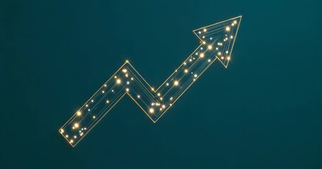 Initiating zigzag arrow forming in teal backdrop, with glowing nodes intensifying - Powered by Adobe