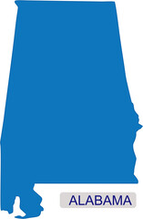 Solid map of Alabama an USA States