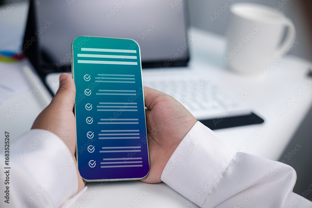 Poster mobile app digital checklist for business productivity and task management