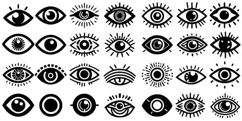 The Language of Eyes: Symbols in Ink, A stylized facial illustration emphasizing elegance and expressive form