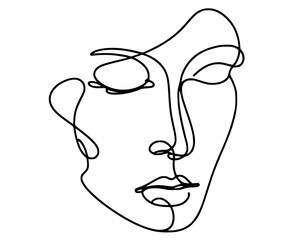 One Line, One Soul: Minimalist Face Study, A modern abstract face drawn with a single continuous line, capturing emotion through simplicity.