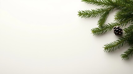 Obraz premium Festive greenery arrangement with pine cone indoor setting nature still life minimalist background close-up view holiday decor inspiration