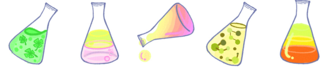 Hand Drawn Erlenmeyer Flask PNG for Scientific Experiment Design