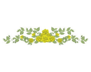 Design elements for wedding invitation templates and other cards.
Elegant yellow rose and green leaf decoration concept.
Vector illustration.