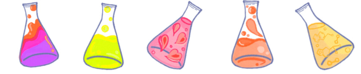 Hand Drawn Erlenmeyer Flask PNG for Scientific Experiment Design