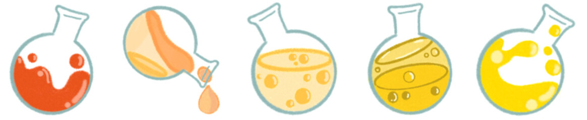 Colorful Round Bottom Flask with Science Experiment Liquid Illustration