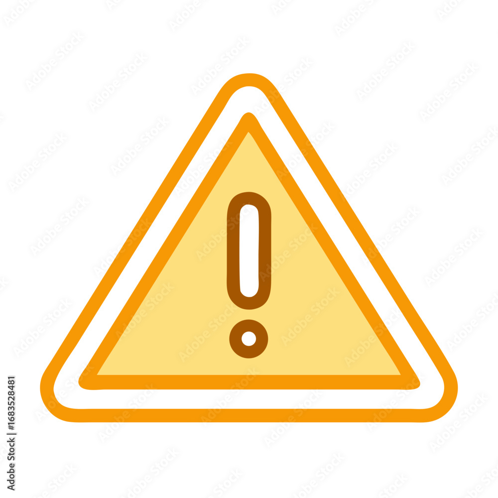 Poster yellow triangular warning sign with exclamation point icon design