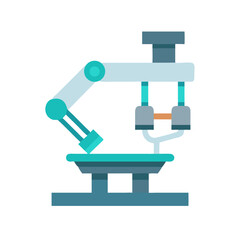 Flat vector microscope illustration on black background, teal and grey