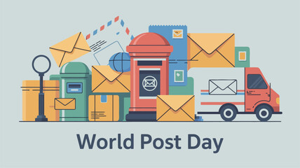Obraz premium World Post Day Mail Elements