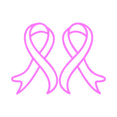 Double Pink ribbon icon on transparent background for Breast Cancer Awareness Month  