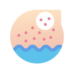 Stylized skincare diagram with a sun and water element