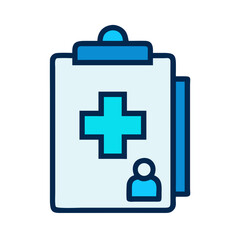 Medical clipboard icon with patient symbol, health record