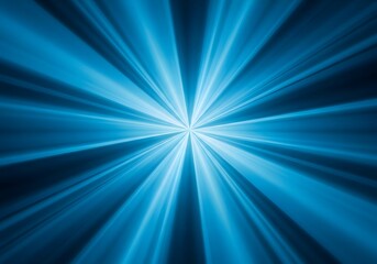 Obraz premium Abstract burst of bright blue light rays radiating outward from a central point in a dark background