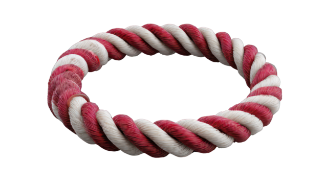 Circular twisted rope, red and white