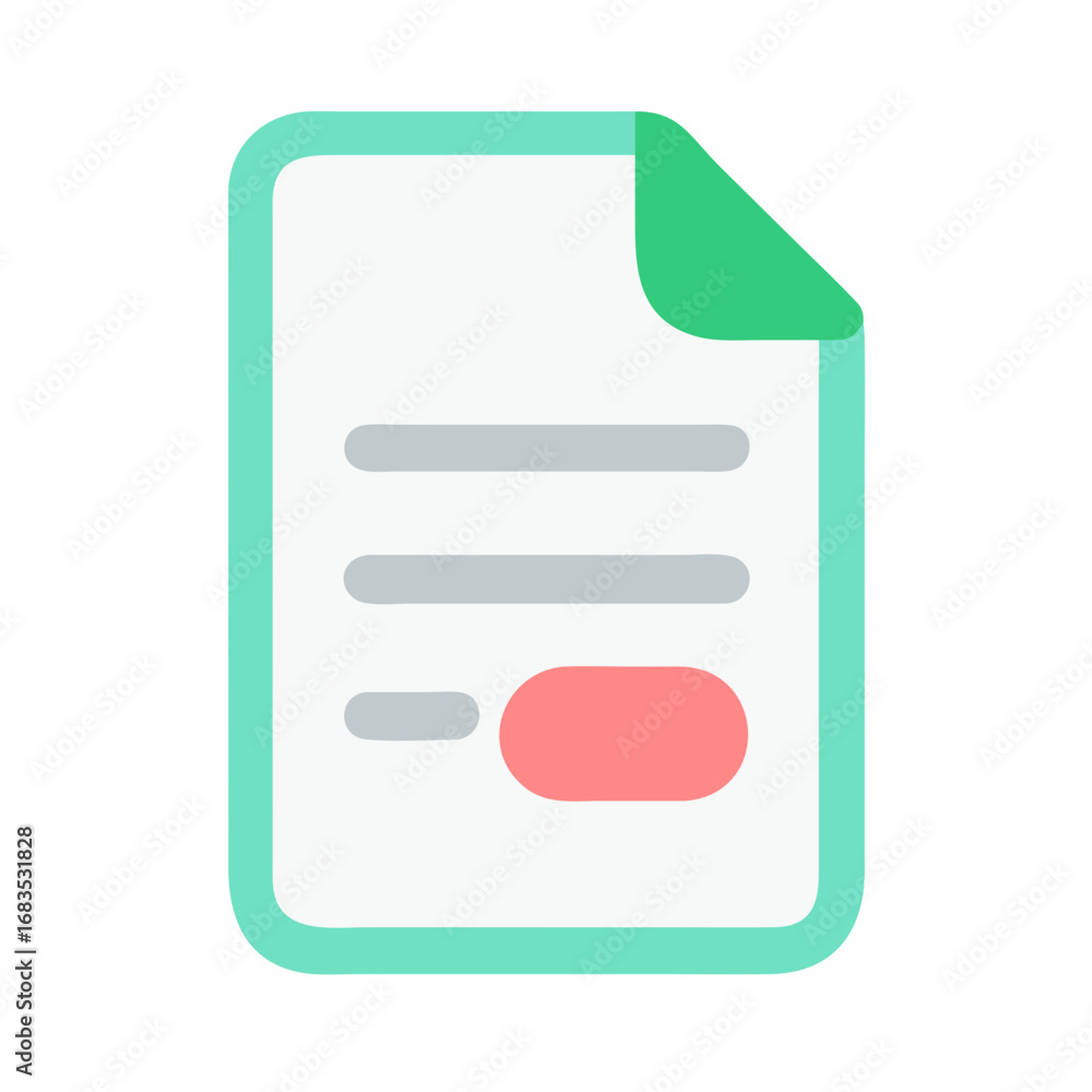 Poster flat document with curled page edge vector stock image