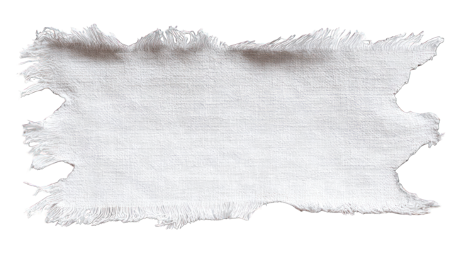 Frayed white fabric banner