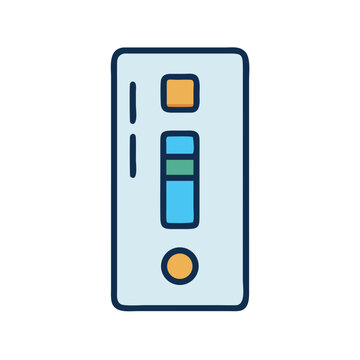 Covid test kit icon positive in doodle style