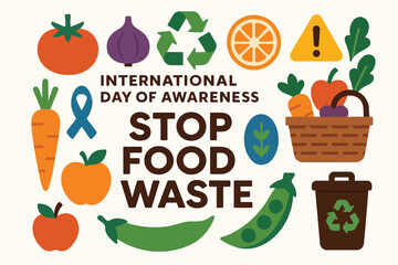 International Day of Awareness of Food Loss and Waste Flat Vector Illustration
