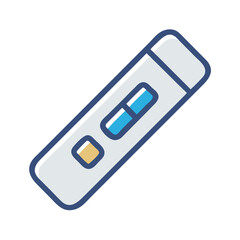 Stylized digital illustration of a pregnancy test on black background
