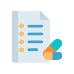 Medical prescription list with pill alongside, isolated vector image