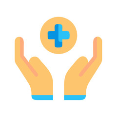 Hands holding a medical cross symbol for healthcare