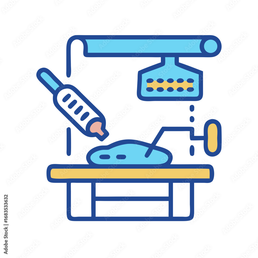 Poster stylized laboratory research setup showing experiment in progress